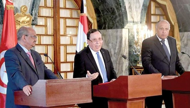 وزراء خارجية مصر وتونس والجزائر عقب اجتماع ثلاثي حول ليبيا- أرشيفية 