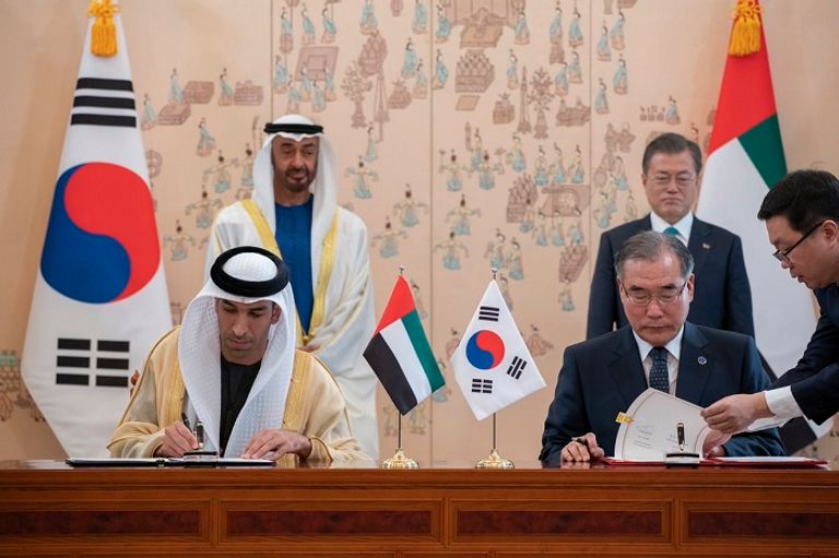 محمد بن زايد والرئيس الكوري يشهدان توقيع عدد من الاتفاقيات