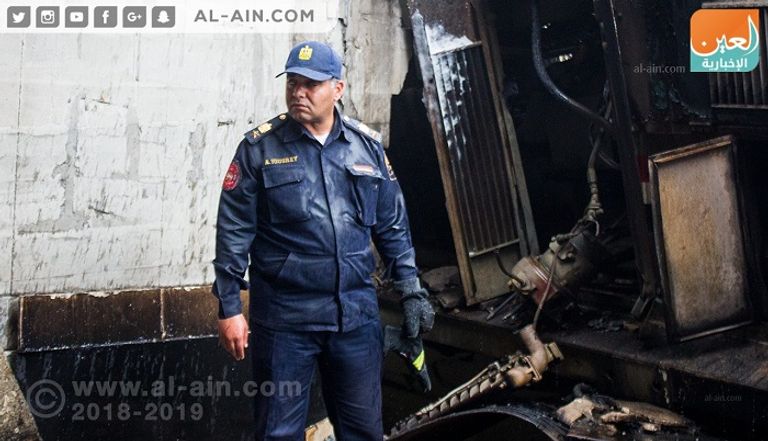 الحريق اندلع نتيجة اصطدام جرار بصدادة في محطة قطارات مصر