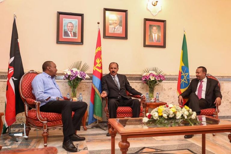 جانب من اللقاء الثلاثي بين آبي أحمد وسلفاكير وأسياس أفورقي