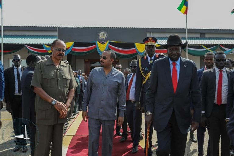 جانب من اللقاء الثلاثي بين آبي أحمد وسلفاكير وأسياس أفورقي