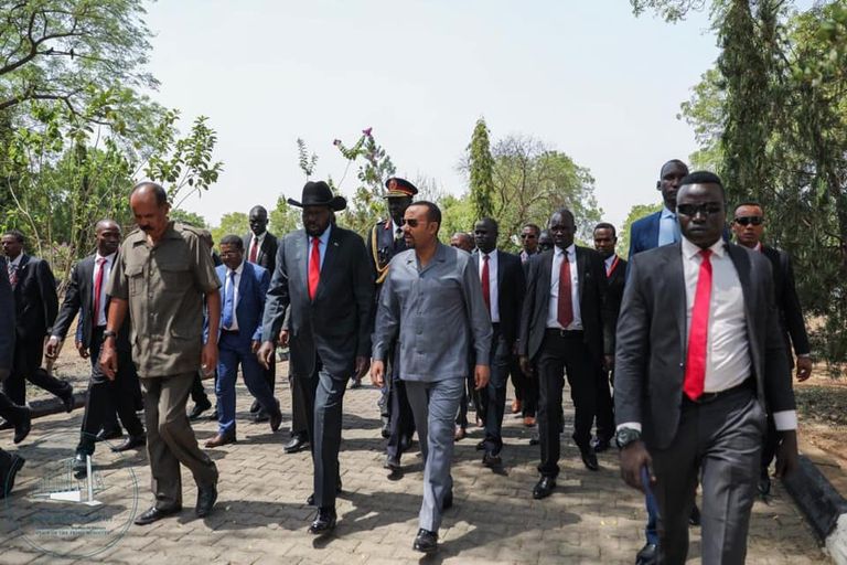 جانب من اللقاء الثلاثي بين آبي أحمد وسلفاكير وأسياس أفورقي