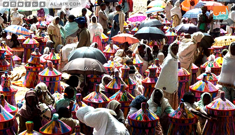 السلال الإثيوبية تستخدم في تقديم الطعام وتخزين الملابس