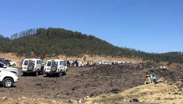 صورة متداولة لموقع تحطم الطائرة الإثيوبية المنكوبة
