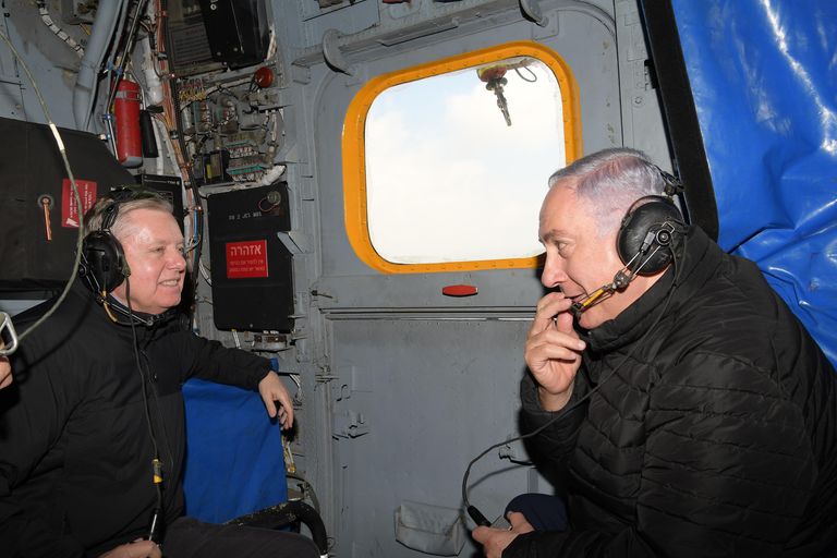 نتنياهو وغراهام وفريدمان في الجولان