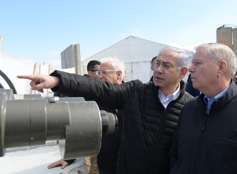 نتنياهو وغراهام وفريدمان في الجولان