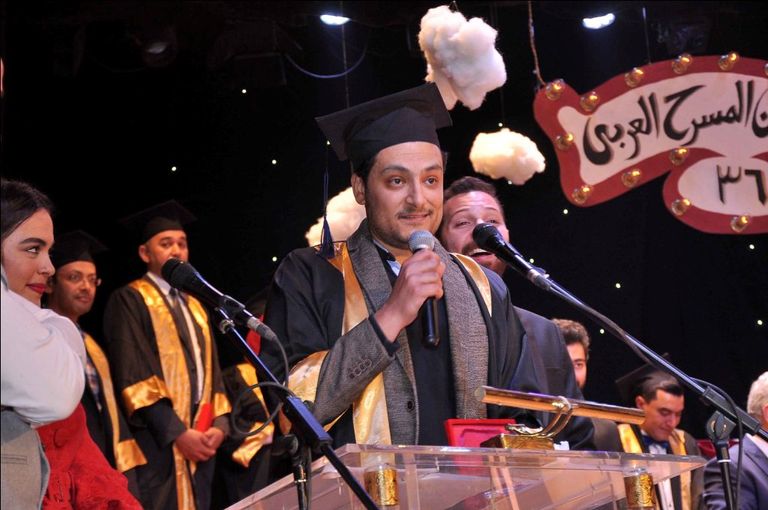 جانب من حفل التكريم بمهرجان المسرح العربي