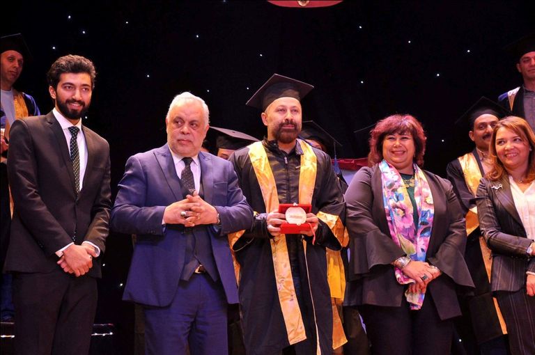 جانب من حفل التكريم بمهرجان المسرح العربي