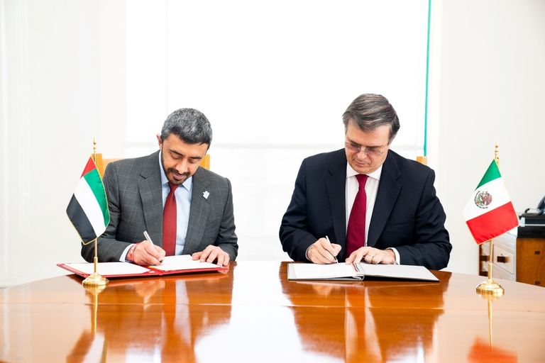 الشيخ عبدالله بن زايد ووزير العلاقات الخارجية المكسيكي