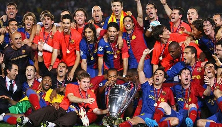 برشلونة يحتفل بلقب دوري الأبطال عام 2009