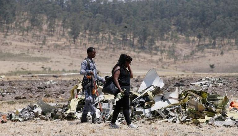 أنقاض الطائرة الإثيوبية المنكوبة