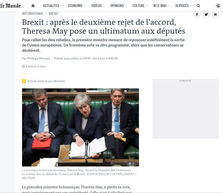 اتفاق بريكست في الصحف الأوروبية