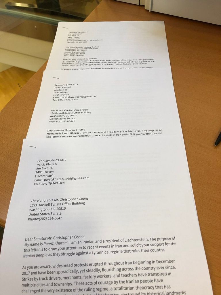 جانب من رسائل معارضين إيرانيين لنواب أمريكيين احتجاجات شعبية في إيران - أرشيفية