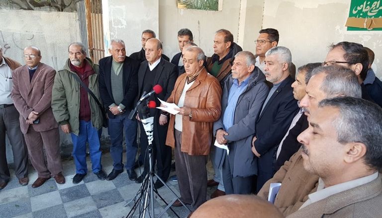 الفصائل الفلسطينية لحظة إلقاء بيانها