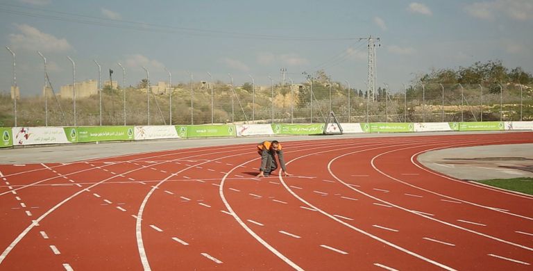 الفلسطيني يزن حنون خلال التدريبات