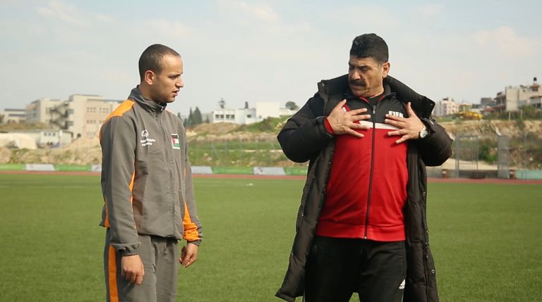 الفلسطيني يزن حنون خلال التدريبات