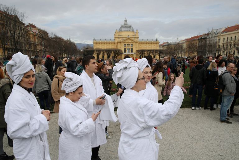 جانب من الاحتجاج ضد العنف الأسري في كرواتيا
