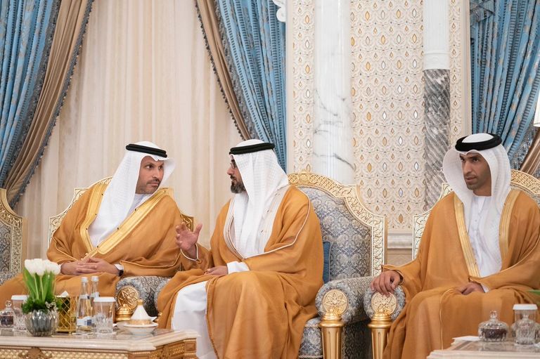 الشيخ محمد بن زايد والرئيس الأفغاني خلال المباحثات