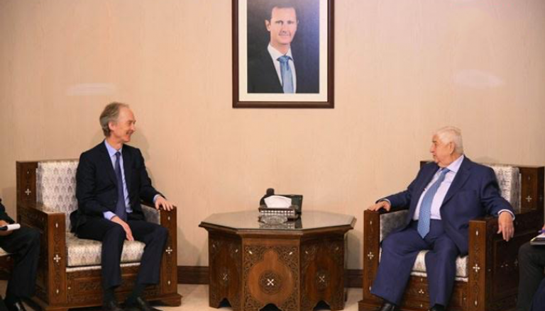وزير الخارجية السوري خلال لقاء المبعوث الأممي 