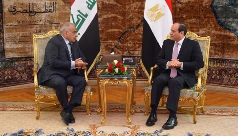 الرئيس السيسي خلال لقاء رئيس الوزراء العراقي عادل عبدالمهدي في القاهرة