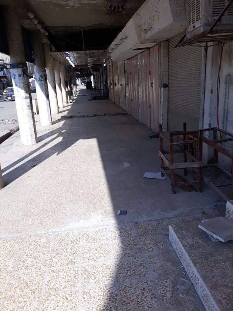إغلاق الأسواق في الموصل احتجاجا على حادثة العبارة جانب من الاجتجاجات في الموصل
