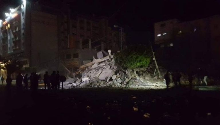 صورة متداولة لمبنى شركة التأمين وسط غزة بعد تدميره بالكامل