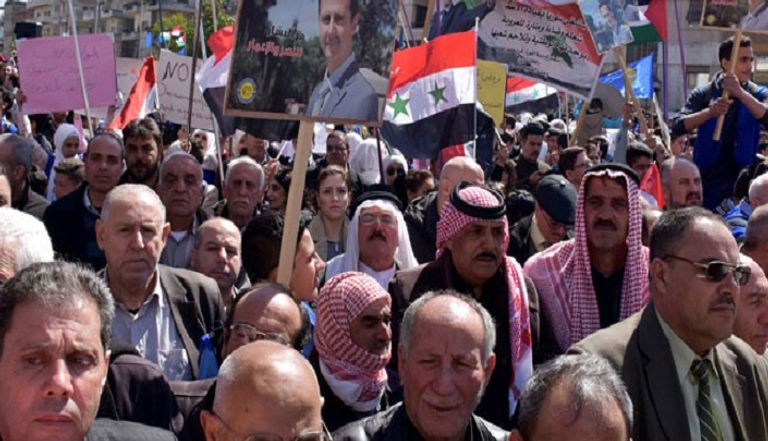 اعتصامات في المدن السورية ضد قرار واشنطن بسيادة إسرائيل على الجولان المحتلة