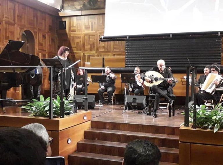 وزيرة الثقافة المصرية خلال تكريمها في الجامعة الكاثوليكية بميلانو