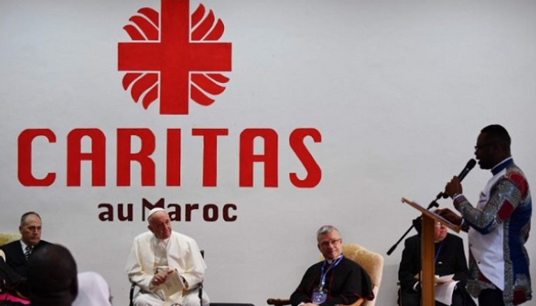 قداسة البابا فرنسيس خلال زيارته مقر هيئة كاريتاس في الرباط