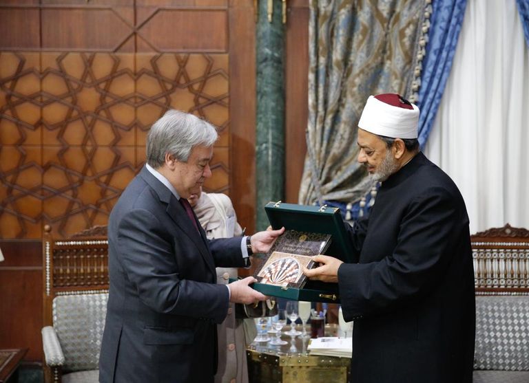 شيخ الأزهر يلتقي الأمين العام للأمم المتحدة