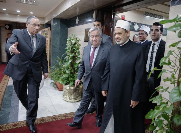 شيخ الأزهر يلتقي الأمين العام للأمم المتحدة