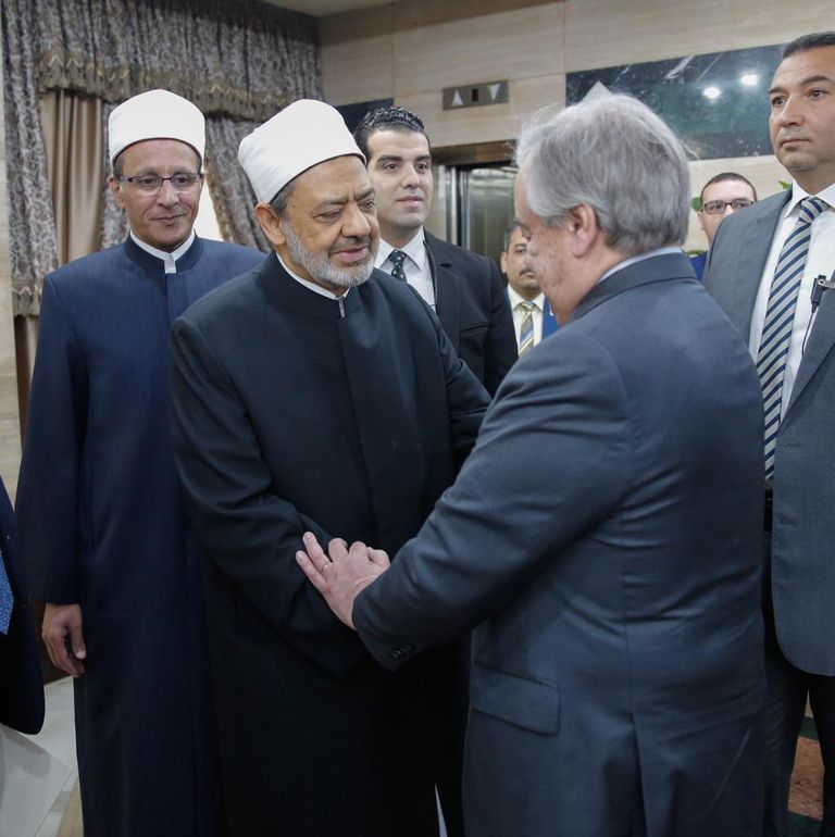 شيخ الأزهر يلتقي الأمين العام للأمم المتحدة