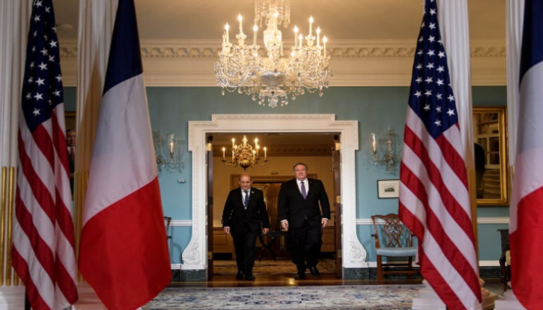 وزير الخارجية الأمريكي ونظيره الفرنسي خلال لقاء في واشنطن - أ.ف.ب