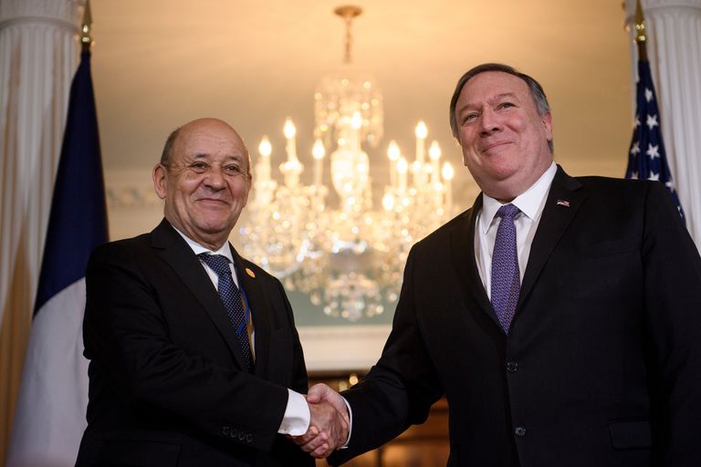 وزير الخارجية الأمريكي ونظيره الفرنسي خلال لقاء في واشنطن- أ ف ب وزير الخارجية الأمريكي ونظيره الفرنسي خلال لقاء في واشنطن - أ.ف.ب