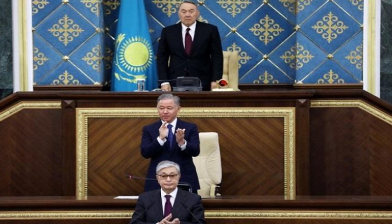 توكايف خلال أدائه اليمين رئيسا مؤقتا لكازاخستان - أرشيفية