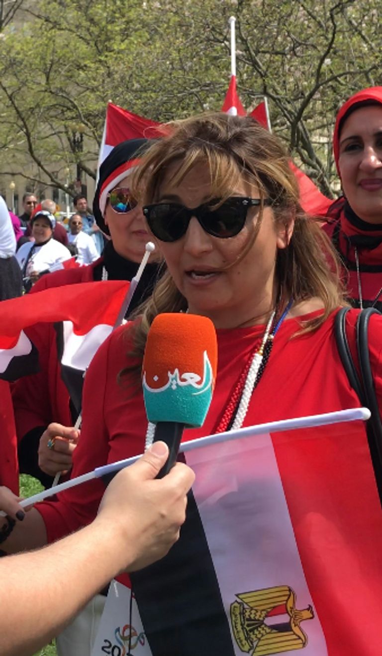 جالية مصرية تستقبل السيسي في واشنطن