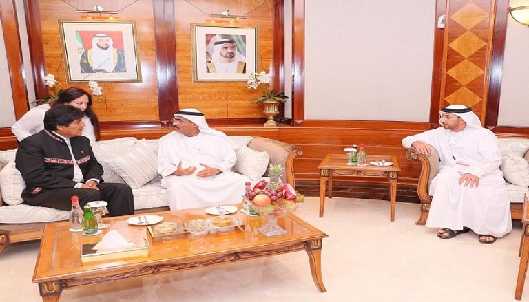 لقاء الدكتور عبدالله بن محمد بلحيف النعيمي مع رئيس بوليفيا