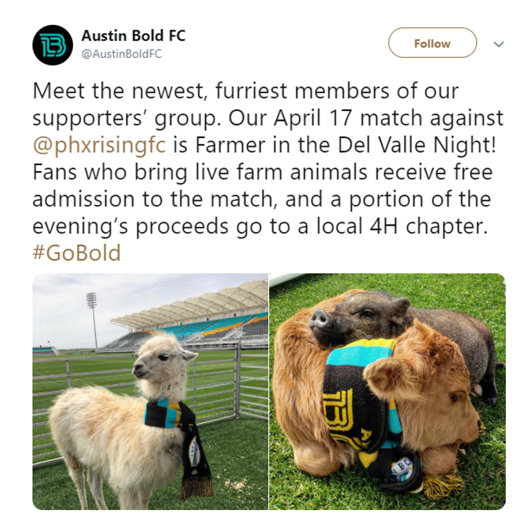 نادي أوست بولد الأمريكي يستخدم الحيوانات للترويج لمبارياته الحيوانات في ملعب سيتر