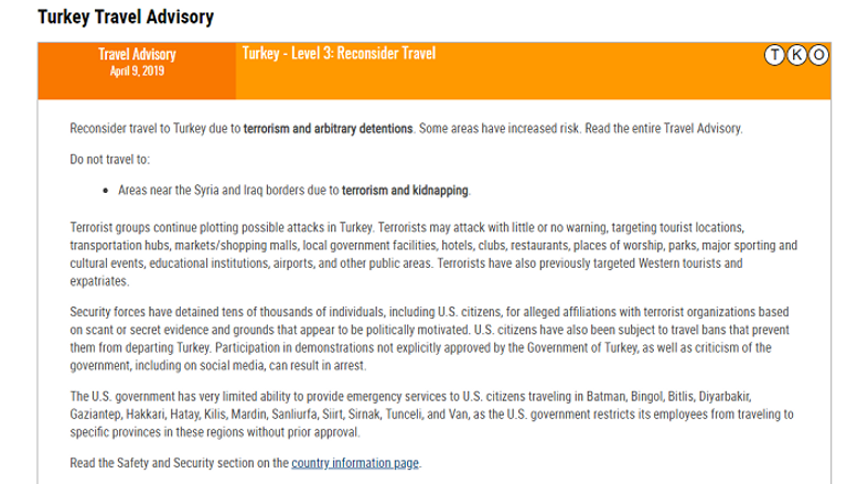 تحذير أمريكي من السفر لتركيا أمريكا تخشى على مواطنيها في تركيا وإيران
