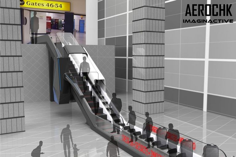 سلالم ذكية للتحقق من أمتعة وجوازات المسافرين