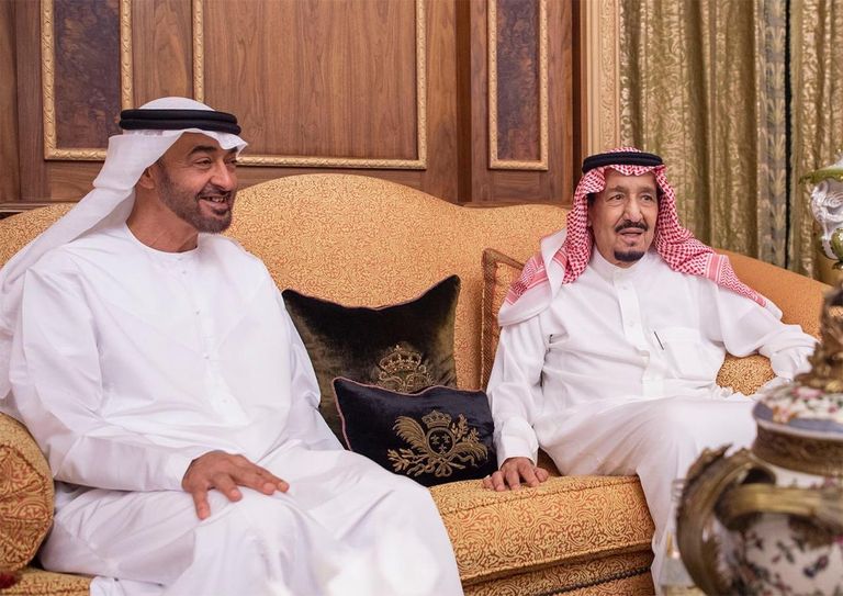 خادم الحرمين الشريفين يلتقي محمد بن زايد بحضور محمد بن سلمان