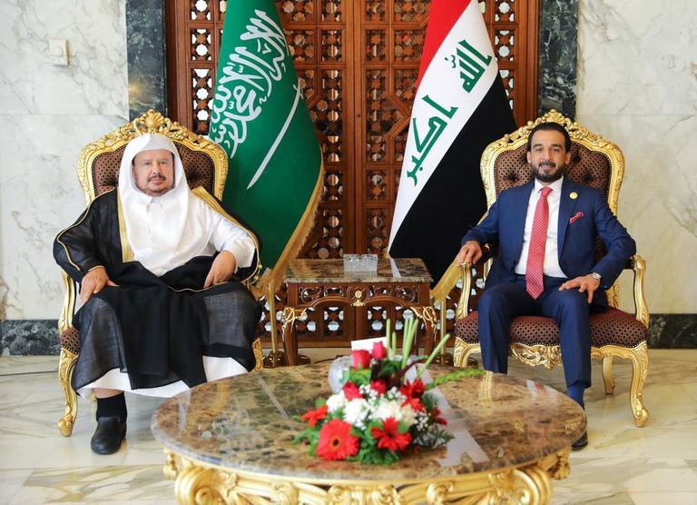 رئيس البرلمان العراقي ورئيس مجلس الشورى السعودي قمة بغداد لدول الجوار بالعاصمة العراقية