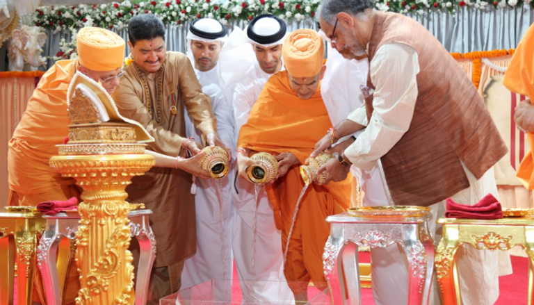 وضع حجر الأساس لأول معبد هندوسي في أبوظبي