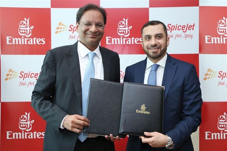 اتفاقية رمز مشترك بين طيران الإمارات وسبايس جيت