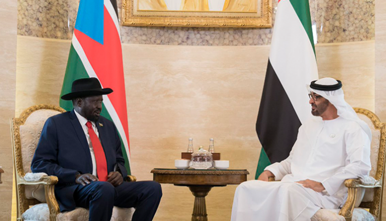 الشيخ محمد بن زايد آل نهيان ورئيس جنوب السودان خلال لقاء اليوم