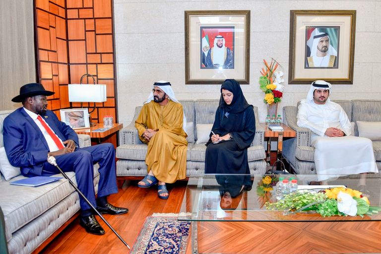 الشيخ محمد بن راشد آل مكتوم ورئيس جنوب السودان سلفاكير ميارديت
