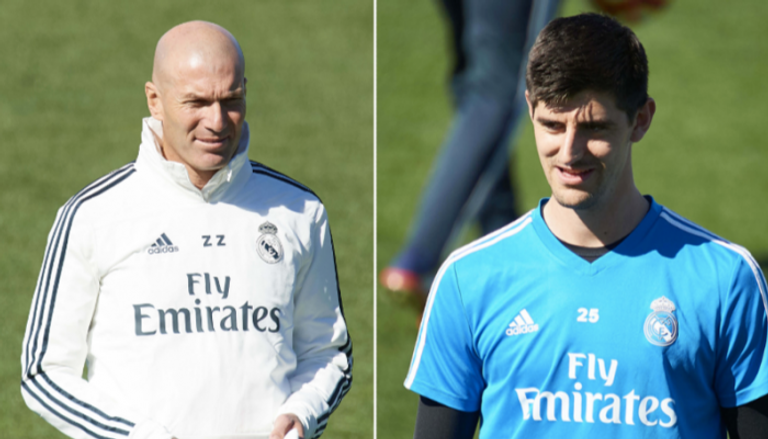 كورتوا وزيدان زين الدين زيدان مدرب ريال مدريد