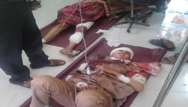 الأطفال المصابون في جريمة الحوثي بتعز
