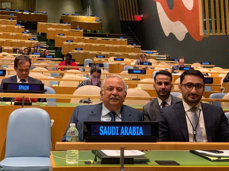  السفير عبدالله المعلمي يلقي كلمة السعودية بالأمم المتحدة