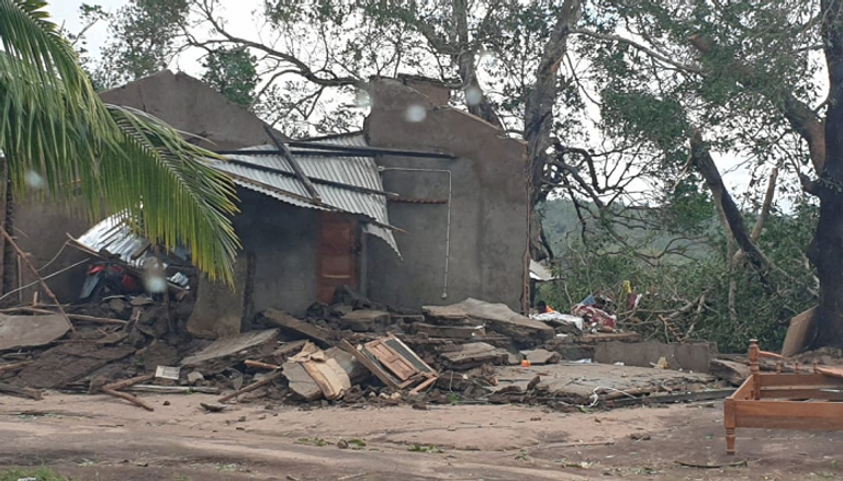 جانب من الخسائر التي خلّفها إعصار "كينيث" في موزمبيق.